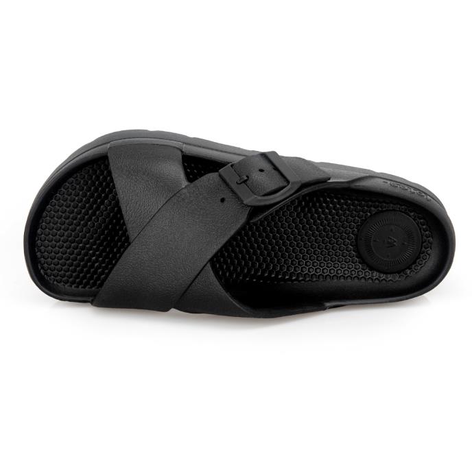 totes® SOLBOUNCE Ladies Cross Front Buckle Slider Black Extra Image 4